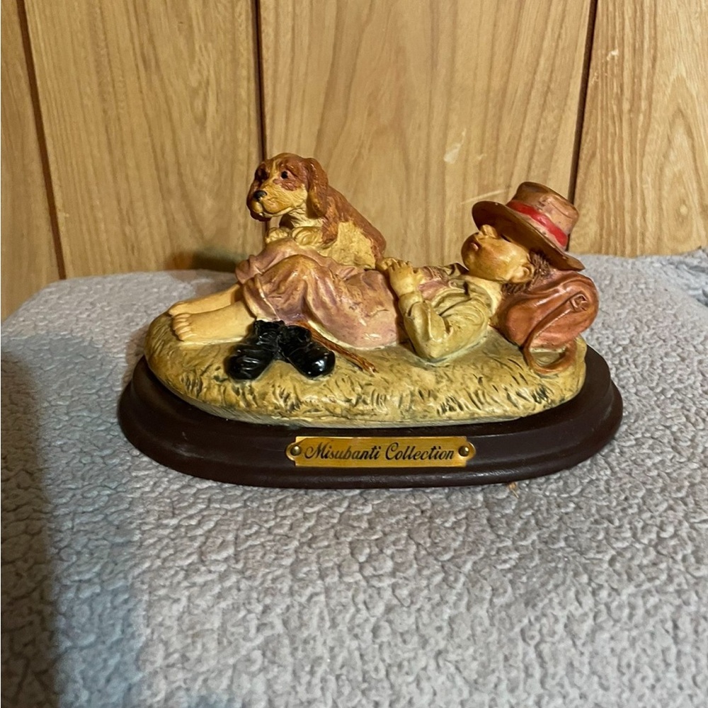 Figurine with Dog - Brown and Tan